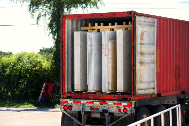Commercial truck at warehouse parking lot