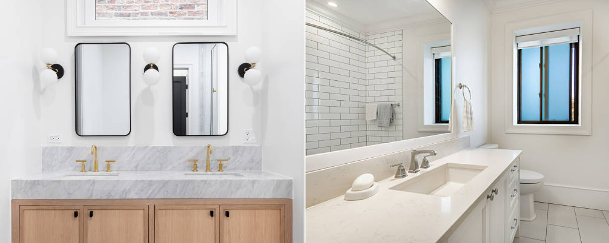 Polished vs Honed White Marble Bathroom Countertops